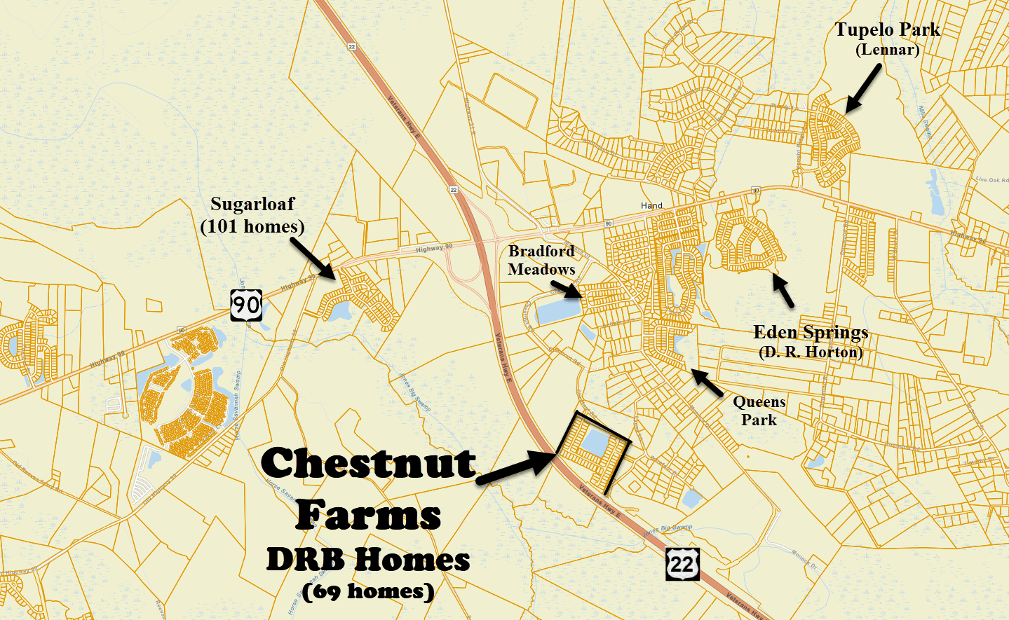 New home community in Longs, SC off of Chestnut Roadt